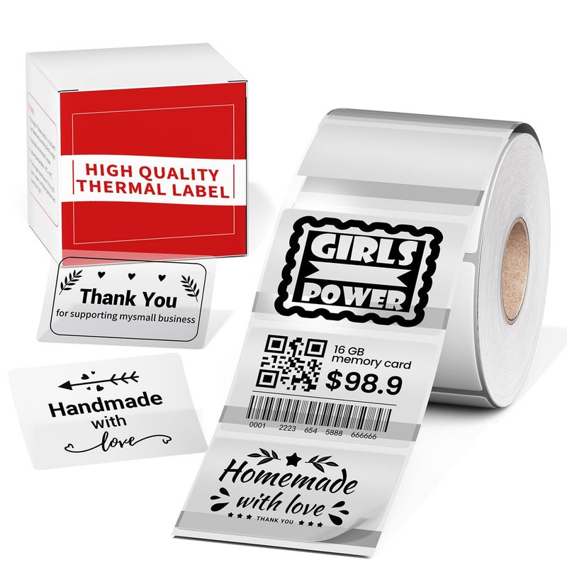 Memoking ملصقات حرارية أصلية M100/M110 1.57"X2.36" (40x60mm) - ملصقات مقاومة للماء واضحة، متوافقة مع طابعات فوميمو M110/M100/M220/M250/M260، إعادة تعبئة ملصقات ماستر للطباعة للباركود، الشعار، بطاقة السعر - Image 1